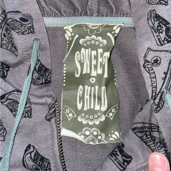 Sweet Child Zip Up Hoodie Sweatshirt Grey Sneaker Print Size XL - Picture 3 of 10